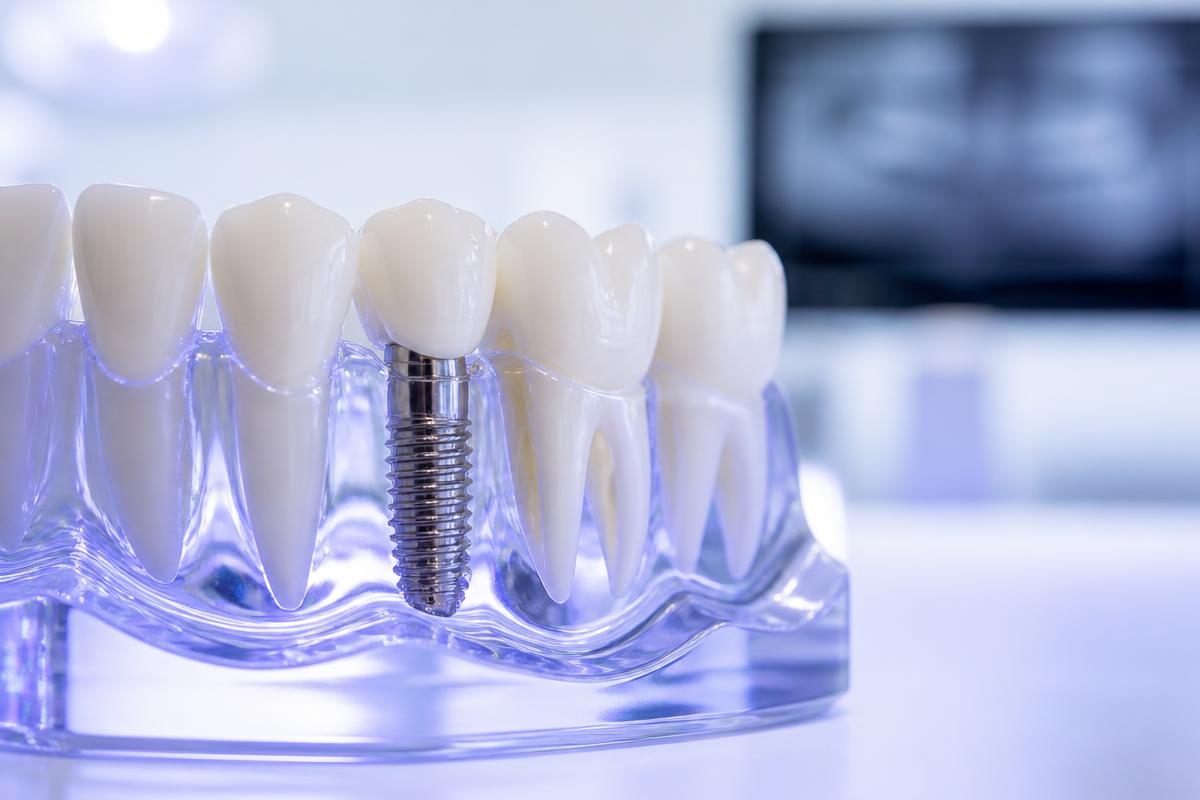 Precision titanium dental implant fixture and ceramic crown model